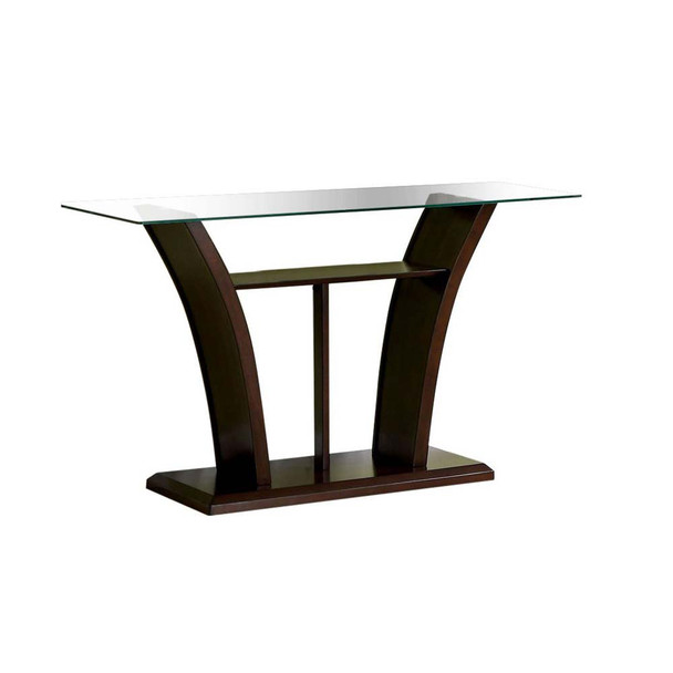 Furniture of America IDF-4104S Jillyn Contemporary Glass Top Console Table in Dark Cherry