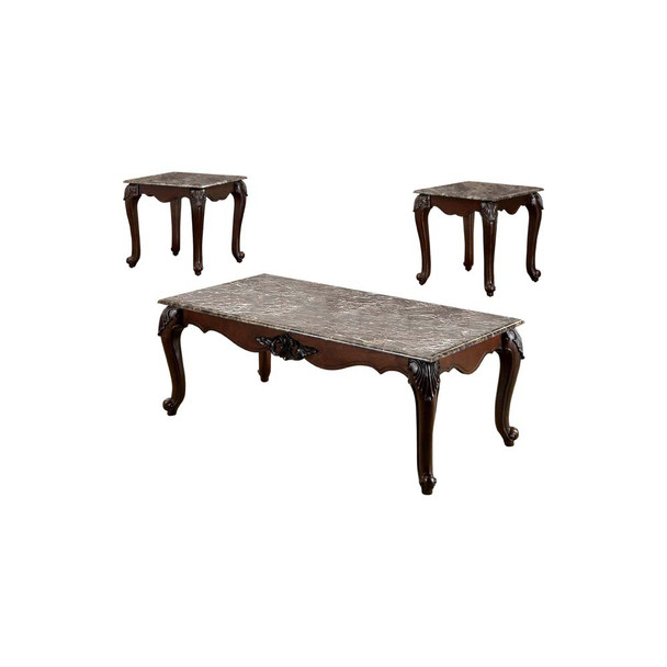 Furniture of America IDF-4423-3PK Fanciet Traditional Marble Top 3-Piece Table Set