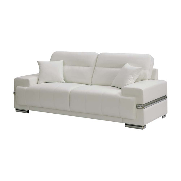 Furniture of America IDF-6411WH-SF Onley Contemporary Faux Leather Tufted Sofa