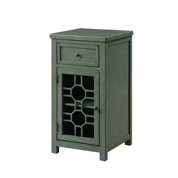 Furniture of America IDF-AC165TL Reims Transitional Multi-Storage End Table in Antique Teal