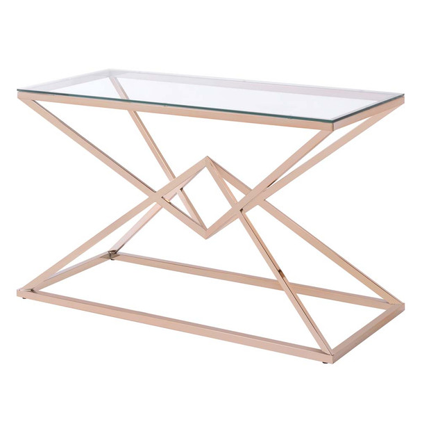 Furniture of America IDF-4339GD-S Cazzanarro Glass Top Console Table in Gold