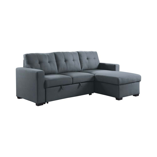 Furniture of America IDF-6985DG-SEC Jaco Contemporary Tufted Sectional in Dark Gray