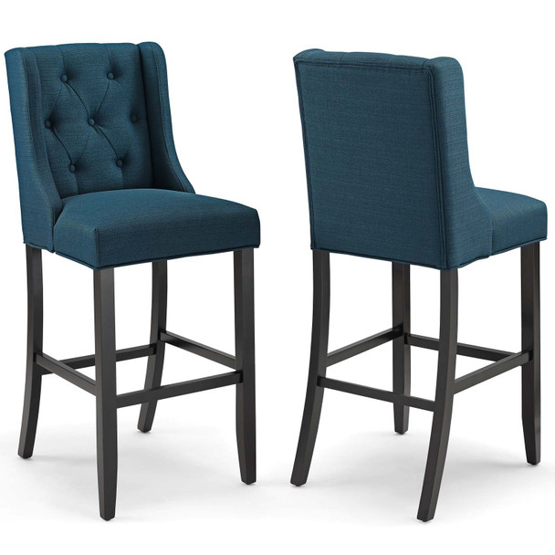 Modway Baronet Bar Stool Upholstered Fabric Set of 2 EEI-4022-AZU Azure