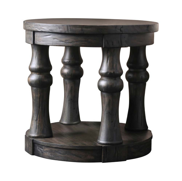 Furniture of America IDF-4424GY-E Cintra Rustic Wood Top End Table in Antique Gray