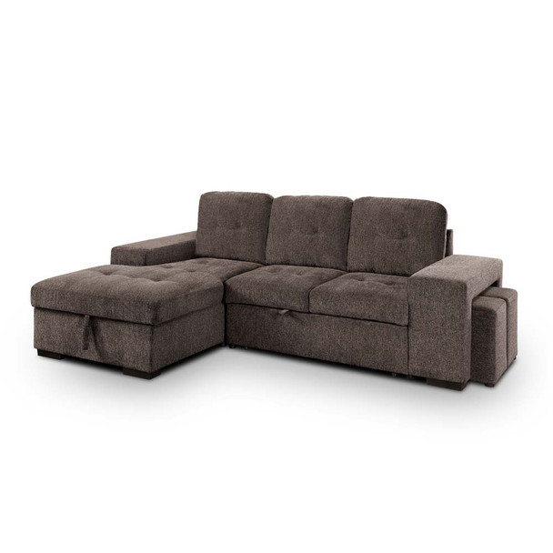 Furniture of America IDF-6959GY-SEC Owego Tufted Sectional in Warm Gray