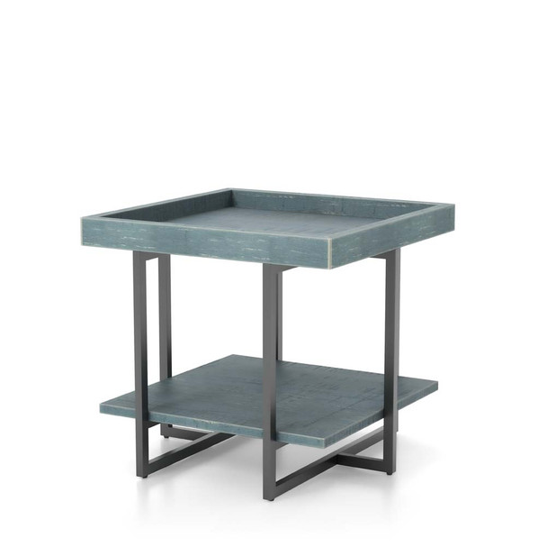 Furniture of America IDF-4369BL-E Humere Tray Top End Table in Antique Blue