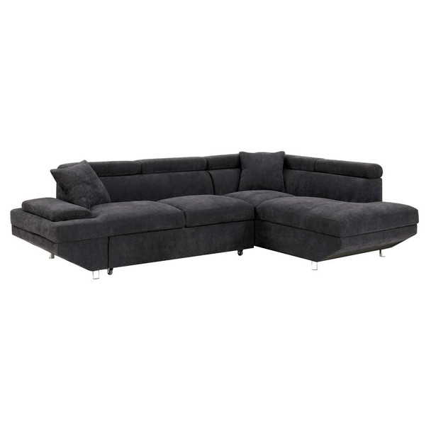 Furniture of America IDF-6124BK-SEC Ashely Contemporary L-Shape Sectional in Black