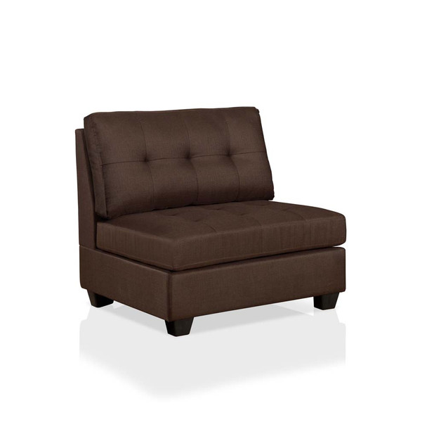 Furniture of America IDF-6957BR-AC Vitman Transitional Button Tufted Armless Chair