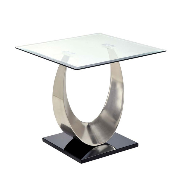 Furniture of America IDF-4726E Lovelle Contemporary Glass Top End Table