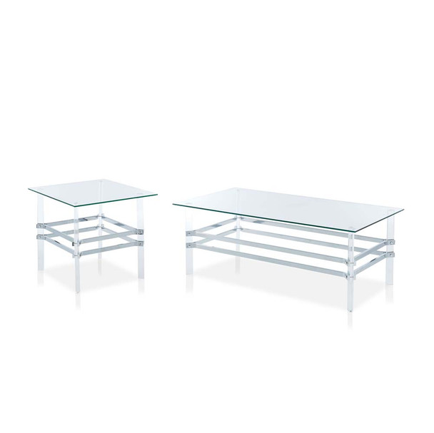 Furniture of America IDF-4351-2PC Garlow Contemporary 2-Piece Metal Table Set