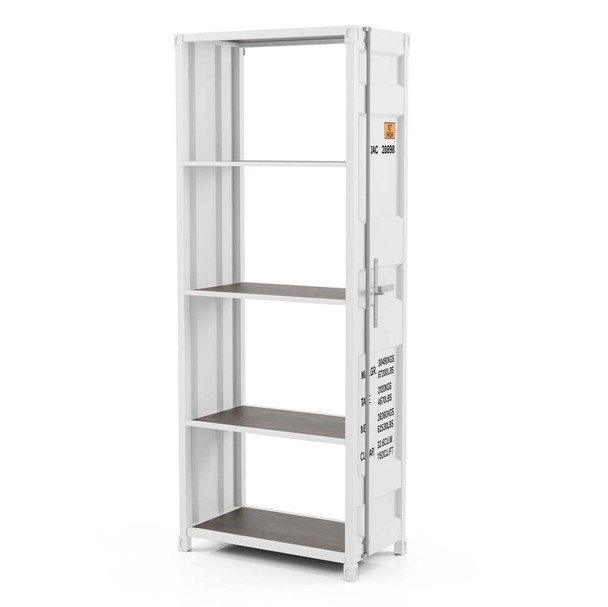 Furniture of America IDF-AC333WH Mandom 4-Shelf Bookcase in Sand White Powder Coating