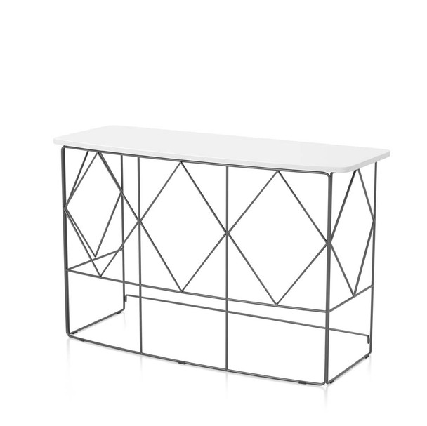 Furniture of America IDF-4343WH-S Borche Geometric Base Console Table in White