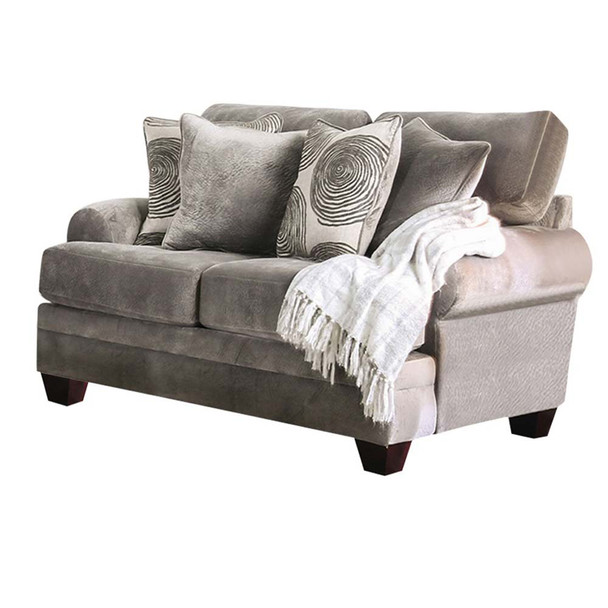 Furniture of America IDF-5142GY-LV Tandem Contemporary Upholstered Loveseat in Gray