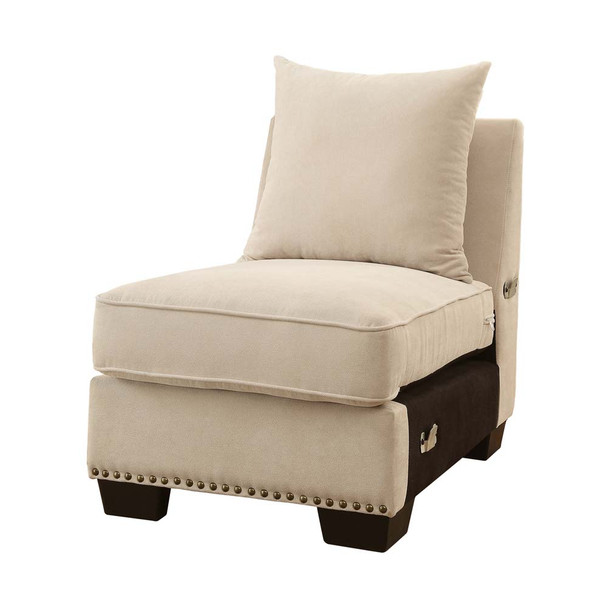 Furniture of America IDF-6156-CH Pradeep Transitional Upholstered Armless Chair in Beige