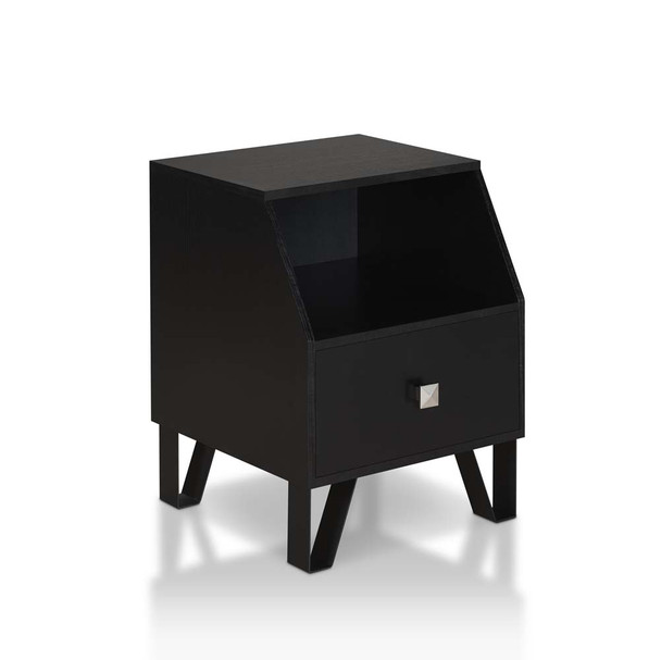 Furniture of America YNJ-1791C1 Brier Contemporary Multi-Storage End Table in Black