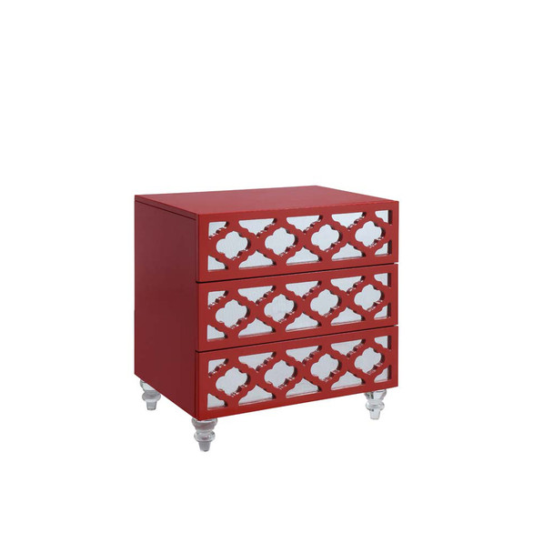 Furniture of America IDF-AC514RD Stephanie Contemporary 3-Drawer End Table in Red