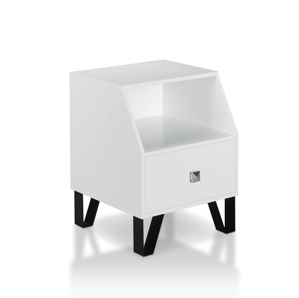 Furniture of America YNJ-1791C2 Brier Contemporary Multi-Storage End Table in White