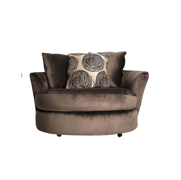 Furniture of America IDF-5142BR-CH Tandem Contemporary Upholstered Swivel Chair in Brown