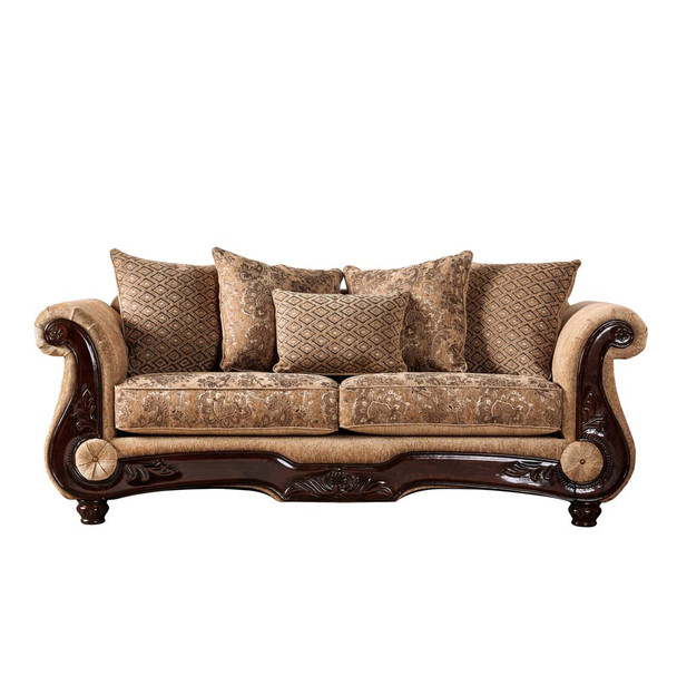 Furniture of America IDF-6404-SF Baija Traditional Faux Leather Sofa
