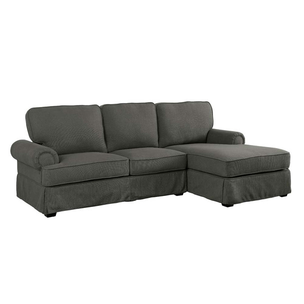 Furniture of America IDF-6377GY-SEC Lecter Transitional Fabric L-Shape Sectional in Gray