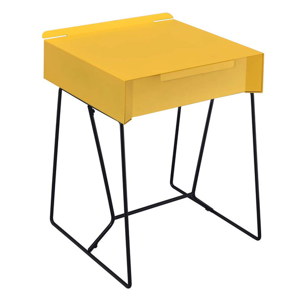 Furniture of America IDF-AC169YW Erika Mid-Century Modern 1-Drawer End Table in Yellow