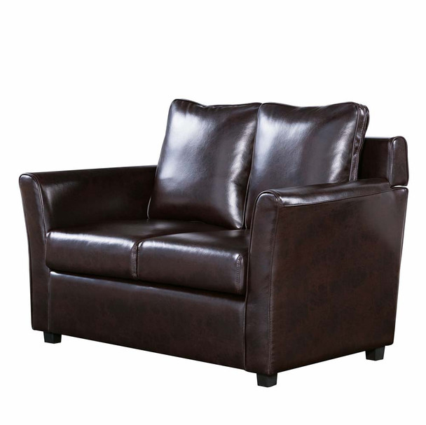 Furniture of America IDI-8053 Lillard Upholstered Loveseat in Brown