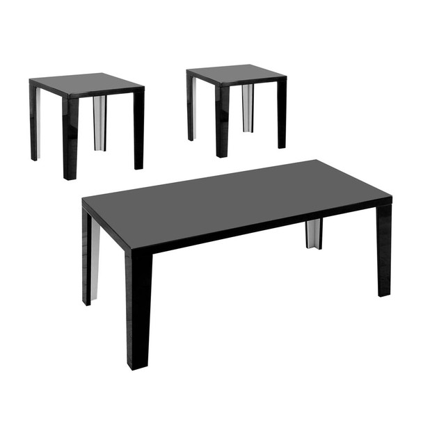 Furniture of America IDF-4239BK-3PK Whaley Contemporary 3-Piece Wood Table Set in Black