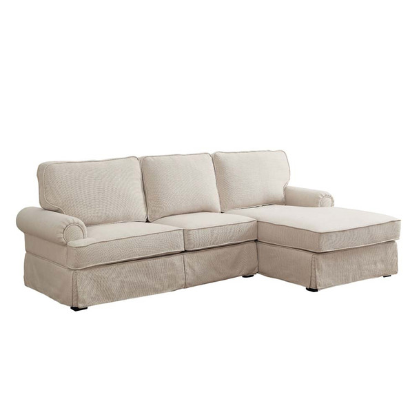 Furniture of America IDF-6377BG-SEC Lecter Transitional Fabric L-Shape Sectional in Beige