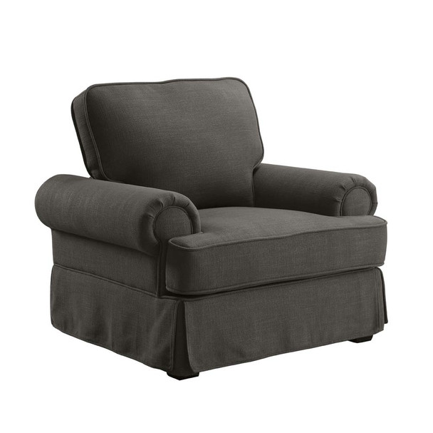 Furniture of America IDF-6376GY-CH Aiden Transitional Upholstered Arm Chair