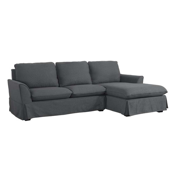 Furniture of America IDF-6379GY-SEC Dancy Transitional Fabric L-Shape Sectional in Gray