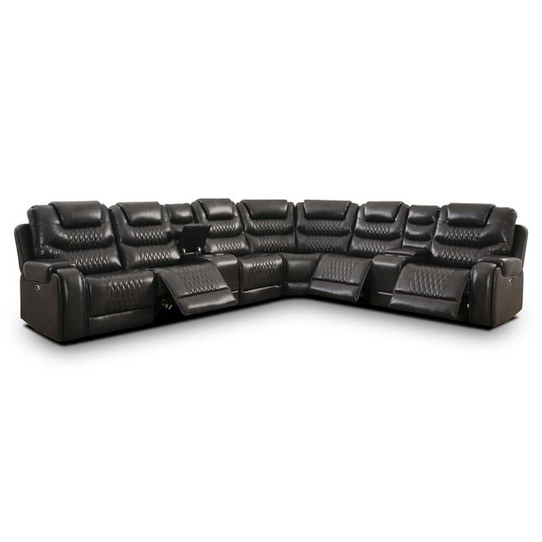 Furniture of America IDF-6895GY-SEC-AC Tombolo Reclining Sectional with Armless Chair in Gray