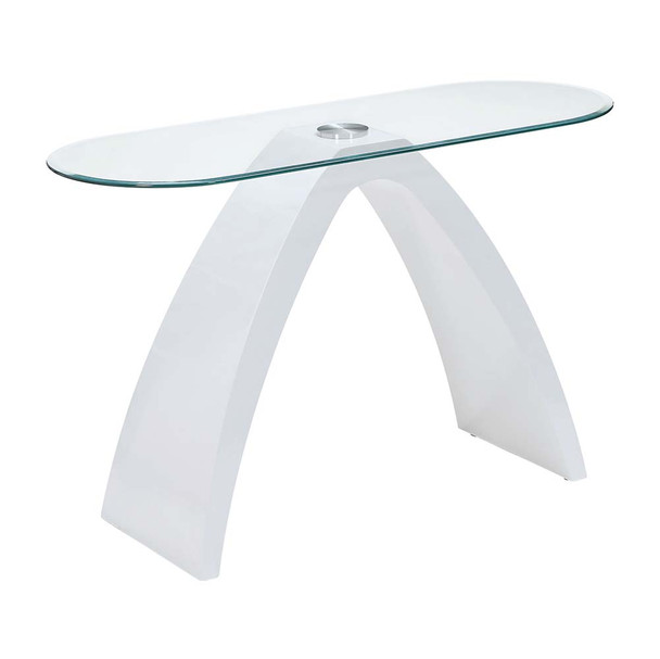 Furniture of America IDF-4042WH-S Pelletoni Glass Top Console Table in White