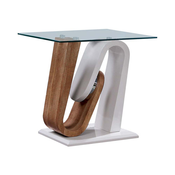 Furniture of America IDF-4748E Bronta Contemporary Glass Top End Table