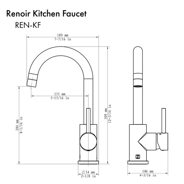 ZLINE Renoir Kitchen Faucet in Polished Gold (REN-KF-PG)