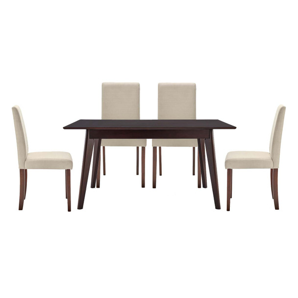 Modway Prosper 5 Piece Upholstered Fabric Dining Set EEI-4179-CAP-BEI Cappuccino Beige