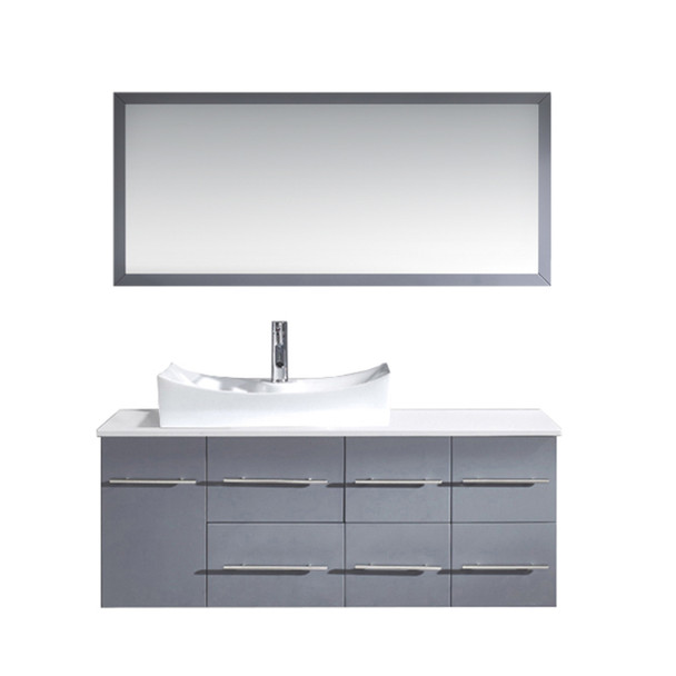 Virtu USA MS-430-S-GR-001 Ceanna 53.5" Single Bath Vanity in Gray with White Engineered Stone Top and Sink