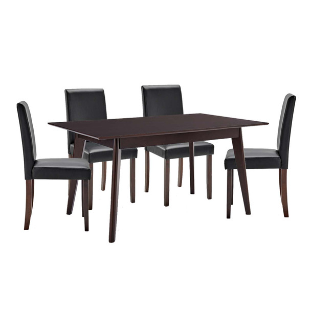 Modway Prosper 5 Piece Faux Leather Dining Set EEI-4181-CAP-BLK Cappuccino Black