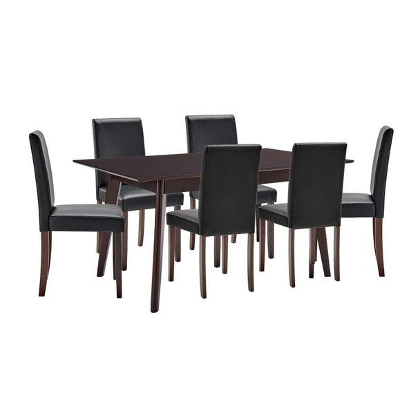 Modway Prosper 7 Piece Faux Leather Dining Set EEI-4182-CAP-BLK Cappuccino Black