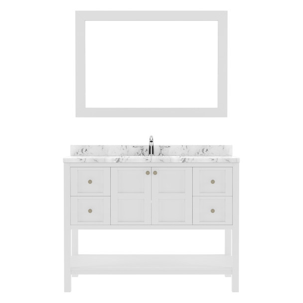 Virtu USA ES-30048-CMSQ-WH-001 Winterfell 48" Bath Vanity in White with Cultured Marble Quartz Top and Sink