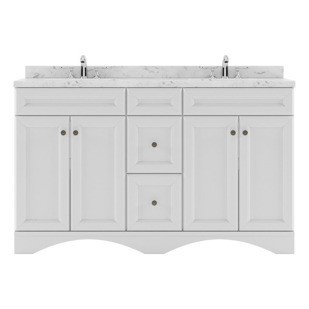 Virtu USA ED-25060-CMSQ-WH-NM Talisa 60" Double Bath Vanity in White with Cultured Marble Quartz Top and Sinks