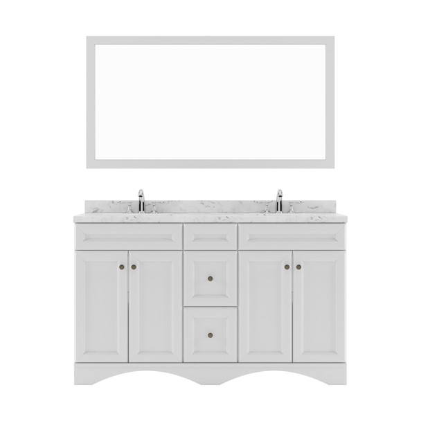 Virtu USA ED-25060-CMSQ-WH-002 Talisa 60" Double Bath Vanity in White with Cultured Marble Quartz Top and Sinks