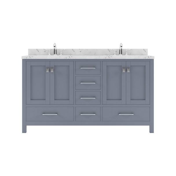 Virtu USA GS-50060-CMSQ-GR-NM Caroline Avenue 60" Bath Vanity in Gray with Cultured Marble Quartz Top and Sink