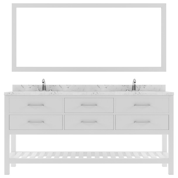 Virtu USA MD-2272-CMRO-WH-010 Caroline Estate 72" Bath Vanity in White with Cultured Marble Quartz Top