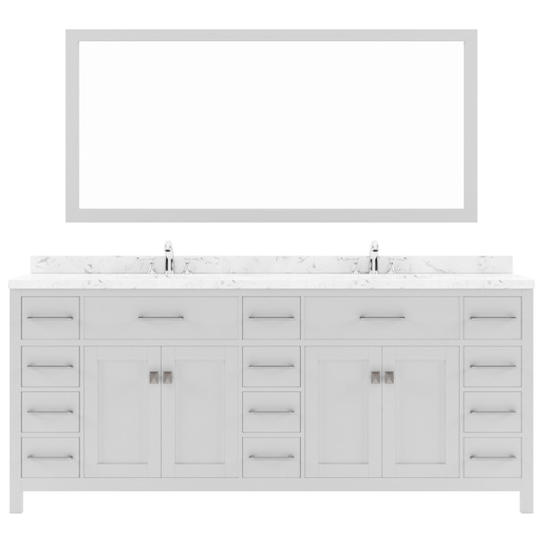 Virtu USA MD-2178-CMSQ-WH Caroline Parkway 78" Bath Vanity in White with Cultured Marble Quartz Top