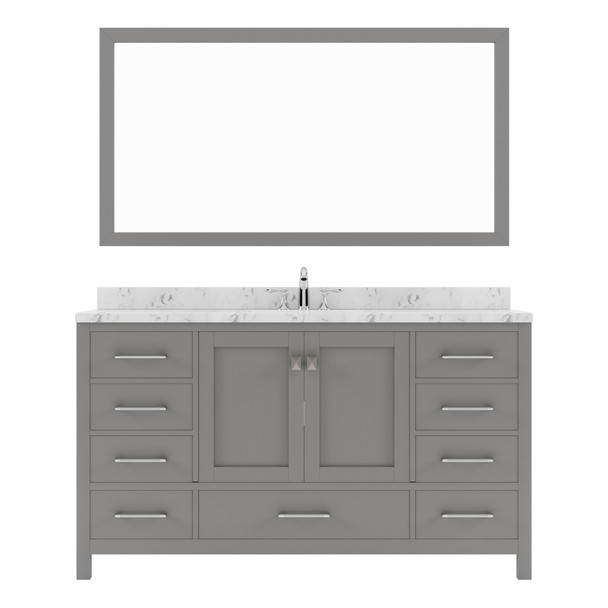 Virtu USA GD-50060-CMRO-CG-001 Caroline Avenue 60" Bath Vanity in Gray with Cultured Marble Quartz Top