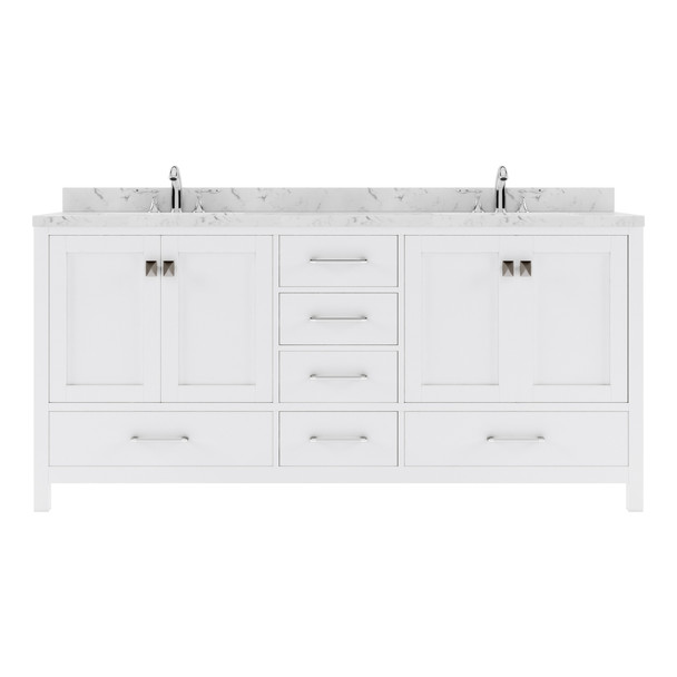 Virtu USA GD-50072-CMRO-WH-NM Caroline Avenue 72" Bath Vanity in White with Cultured Marble Quartz Top