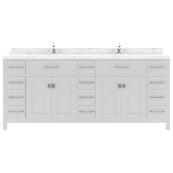 Virtu USA MD-2178-CMSQ-WH-NM Caroline Parkway 78" Bath Vanity in White with Cultured Marble Quartz Top