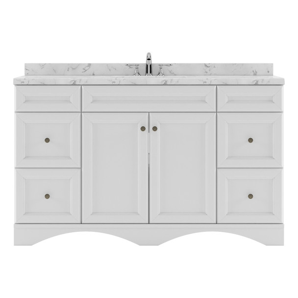 Virtu USA ES-25060-CMRO-WH-NM Talisa 60" Single Bath Vanity in White with Cultured Marble Quartz Top and Sink