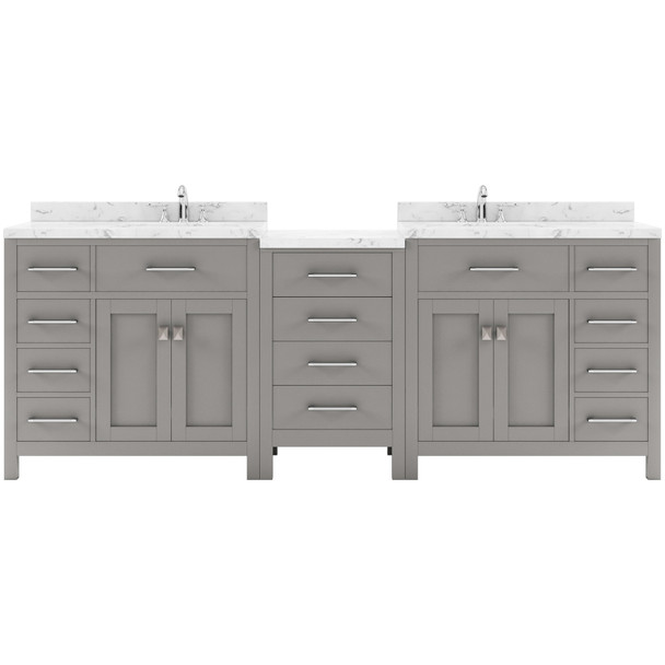 Virtu USA MD-2193-CMSQ-CG-NM Caroline Parkway 93" Bath Vanity in Gray with Cultured Marble Quartz Top