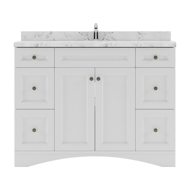 Virtu USA ES-32048-CMSQ-WH-NM Elise 48" Single Bath Vanity in White with Cultured Marble Quartz Top and Sink
